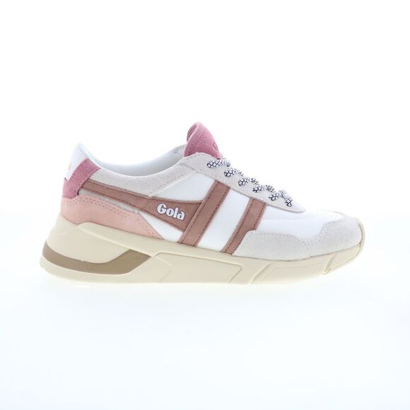 Gola Shoes - Gola Women's White and Pink Suede-Trim Sneakers